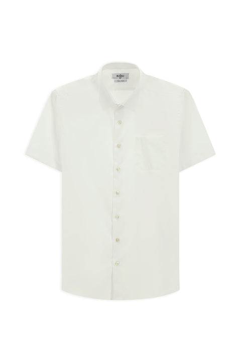 White Short Sleeve Regular Fit Cotton Non-Iron Shirt