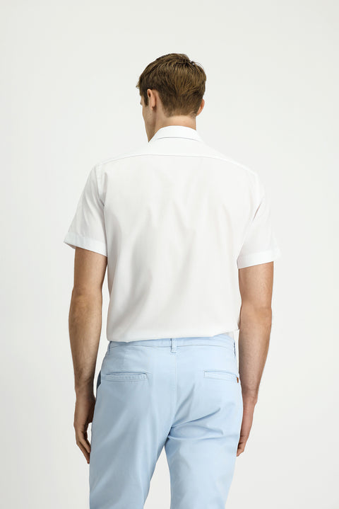 White Short Sleeve Regular Fit Cotton Non-Iron Shirt