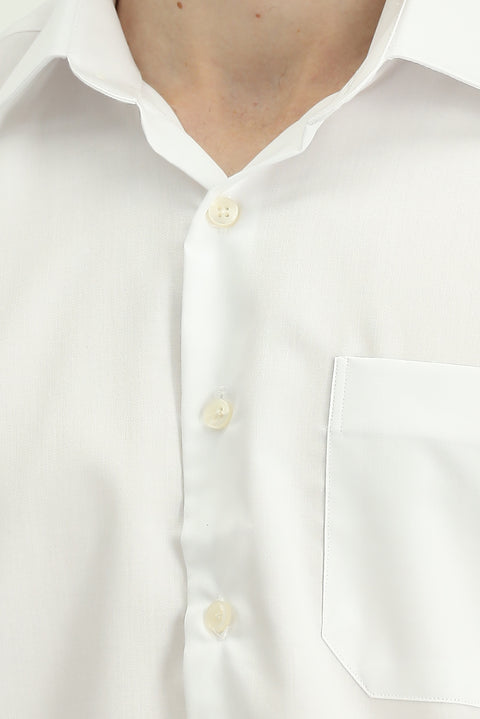 White Short Sleeve Regular Fit Cotton Non-Iron Shirt