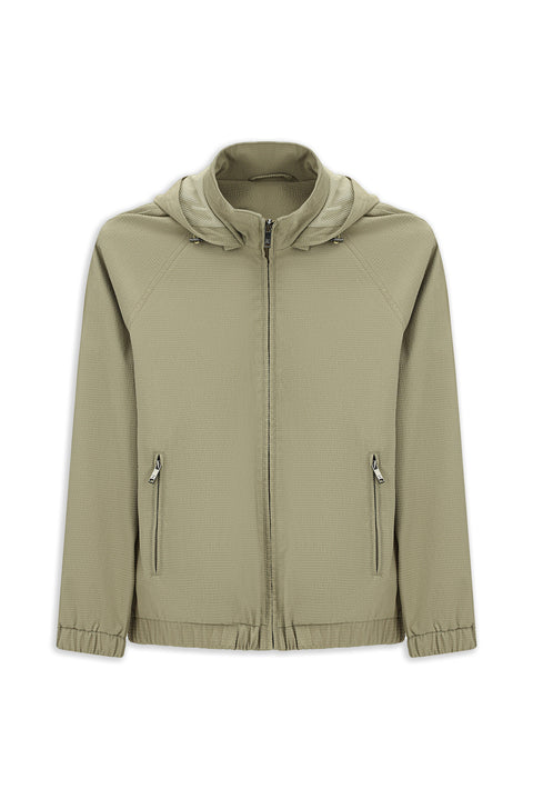 Light Beige Hooded Seasonal Sport Jacket