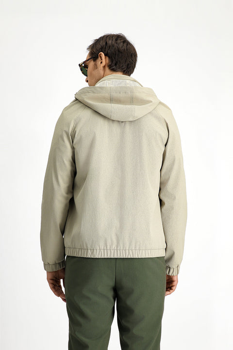 Light Beige Hooded Seasonal Sport Jacket