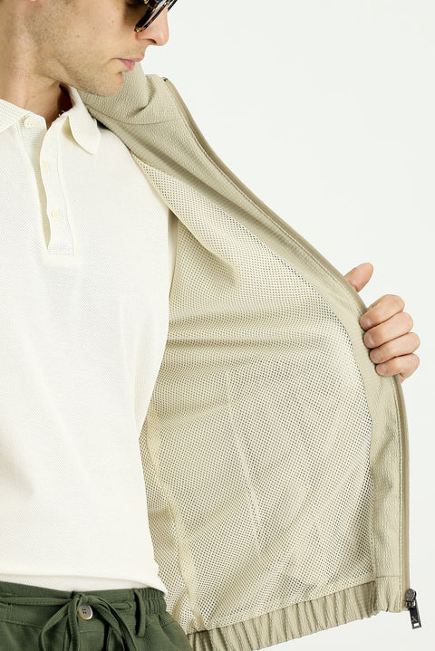 Light Beige Hooded Seasonal Sport Jacket
