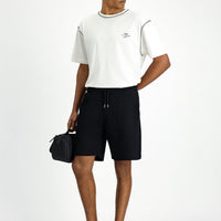 Black Cotton Sports Sweatshirt Shorts