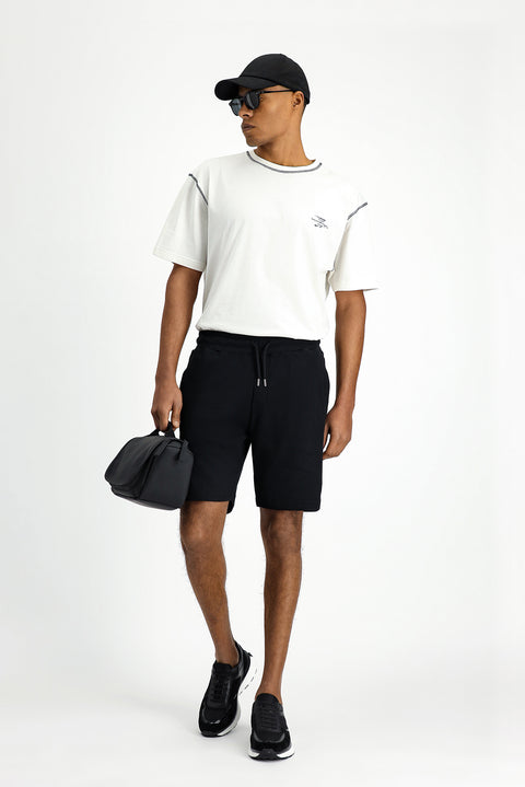 Black Cotton Sports Sweatshirt Shorts