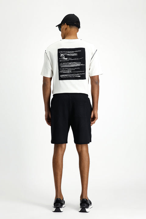 Black Cotton Sports Sweatshirt Shorts