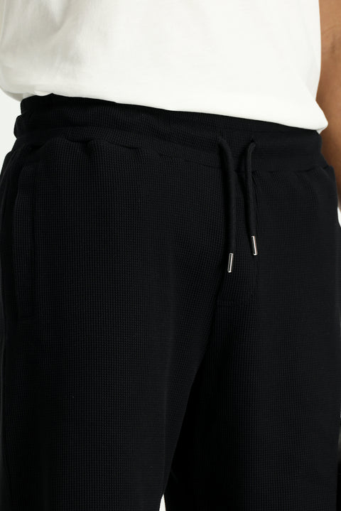 Black Cotton Sports Sweatshirt Shorts