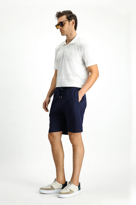 Dark Navy Cotton Sports Sweatshirt Shorts