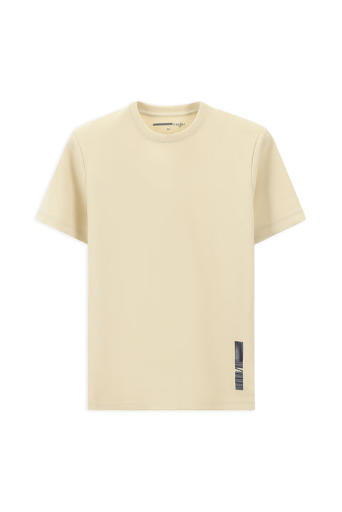 Light Beige Crew Neck Regular Fit Printed T-shirt
