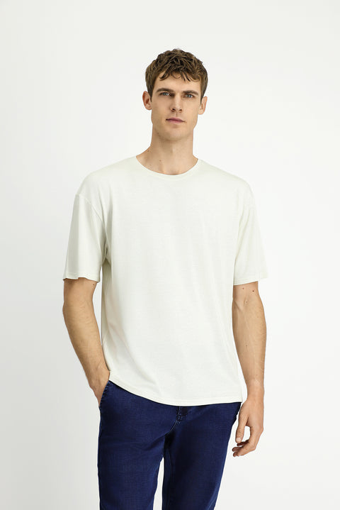 Stone Crew Neck Oversize Patterned Modal Blend T-Shirt