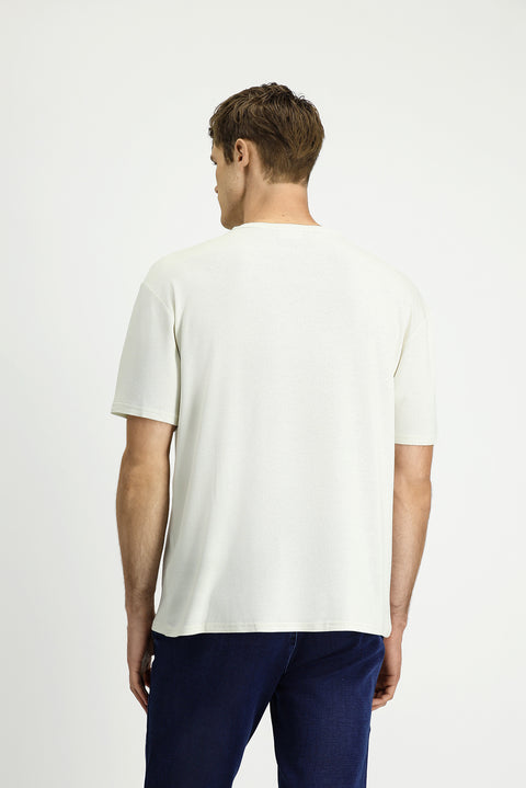 Stone Crew Neck Oversize Patterned Modal Blend T-Shirt