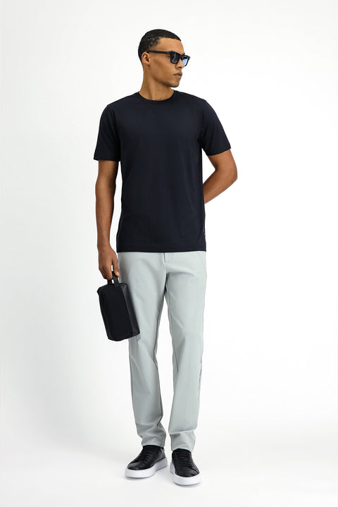 Black Techno-Line Crew Neck Slim Fit Printed Lycra Supreme T-Shirt