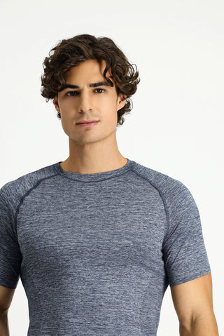Orta Lacivert Bisiklet Yaka Slim Fit Dar Kesim Spor Tişört