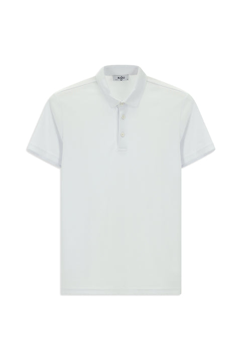Beyaz Slim Fit Dar Kesim Pamuklu Polo Yaka Tişört