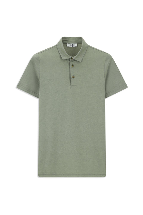 Koyu Haki Slim Fit Dar Kesim Pamuklu Polo Yaka Tişört