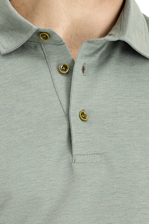 Koyu Haki Slim Fit Dar Kesim Pamuklu Polo Yaka Tişört