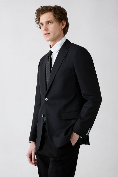 Dark Navy 6-Drop Regular Fit Standard Cut Notch Lapel Classic Wool Jacket
