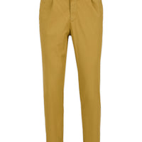 Orta Bej Tapered Fit Beli Lastikli Çizgili Likralı Yan Cepli Kanvas / Chino Pantolon