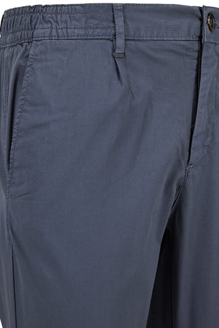 Koyu Antrasit Tapered Fit Beli Lastikli Çizgili Likralı Yan Cepli Kanvas / Chino Pantolon