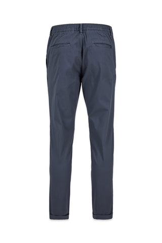 Koyu Antrasit Tapered Fit Beli Lastikli Çizgili Likralı Yan Cepli Kanvas / Chino Pantolon