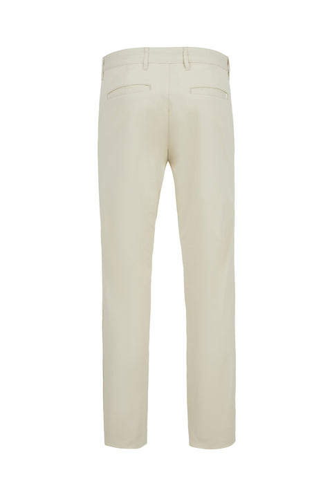 Krem Regular Fit Standart Kesim Likralı Esnek Yan Cepli Likralı Kanvas / Chino Pantolon