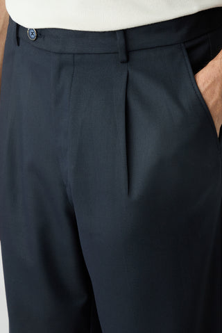 Koyu Lacivert Straight Wide Leg Düz Spor Pantolon