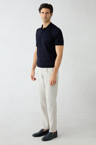 Açık Vizon Regular Straight Fit Ketenli Spor Pantolon