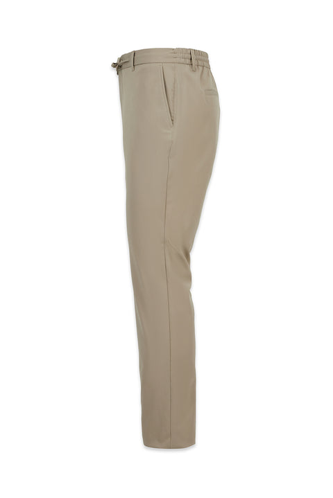 Medium Beige Techno-Line Regular Fit Standard Cut Lycra Elastic Waist Drawstring Baggy Trousers