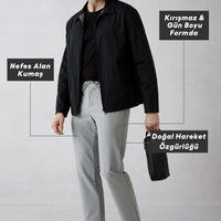Light Gray Techno-Line Regular Fit Standard Cut Lycra Elasticated Waist Drawstring Baggy Trousers