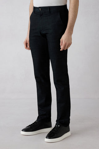 Siyah 6 Drop Regular Fit Standart Kesim Desenli Yandan Cep Kanvas / Chino Pantolon