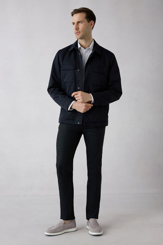 Koyu Antrasit 6 Drop Regular Fit Standart Kesim Desenli Yandan Cep Kanvas / Chino Pantolon