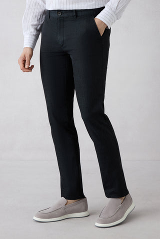 Koyu Antrasit 6 Drop Regular Fit Standart Kesim Desenli Yandan Cep Kanvas / Chino Pantolon