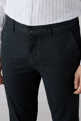 Koyu Antrasit 6 Drop Regular Fit Standart Kesim Desenli Yandan Cep Kanvas / Chino Pantolon