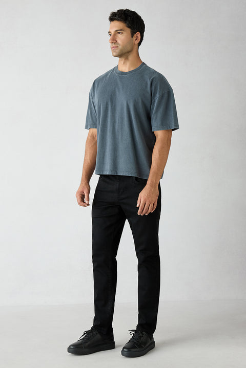 Black Slim Fit Cotton 5 Pocket Denim Trousers