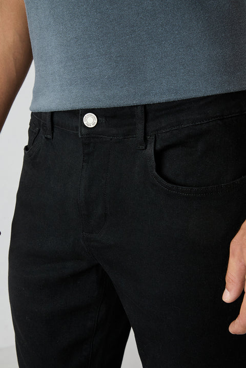 Black Slim Fit Cotton 5 Pocket Denim Trousers