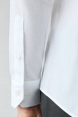Beyaz Uzun Kol Slim Fit Desenli %100 Pamuk Gömlek