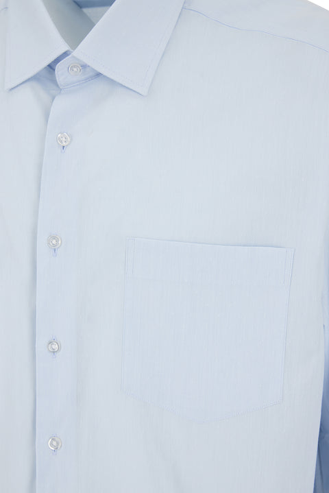 Light Blue Long Sleeve Regular Fit Classic Collar Patterned Pocketed 100% Cotton Shirt