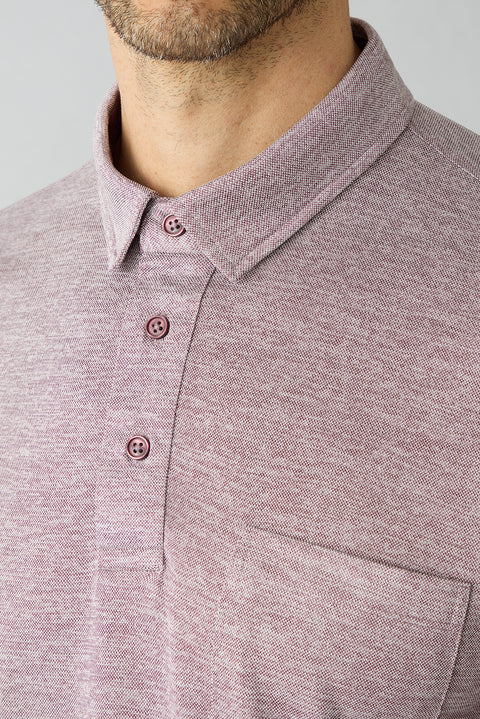 Açık Bordo Polo Yaka Regular Fit Cepli Tişört