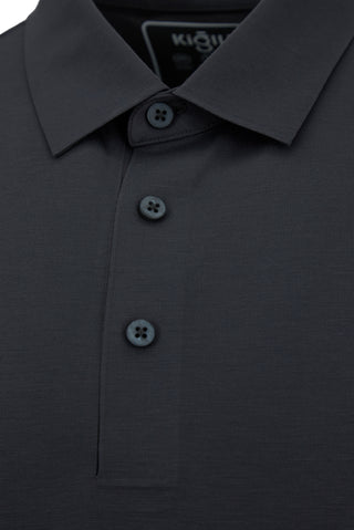 Orta Antrasit Dikişsiz Regular Fit Polo Yaka Örme Lyocell İpek Karışımlı Tişört