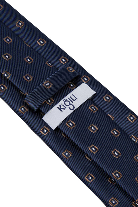 Dark Navy Blue Italian Patterned Tie