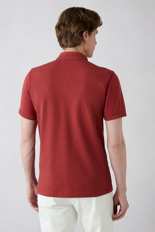 Turuncu Kıvrılmaz Polo Yaka Slim Fit Dar Kesim Ribana Detaylı Pamuk Tişört