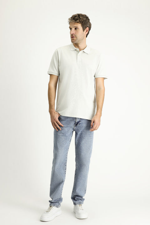 Stone Embroidered Regular Fit Cotton Polo Shirt