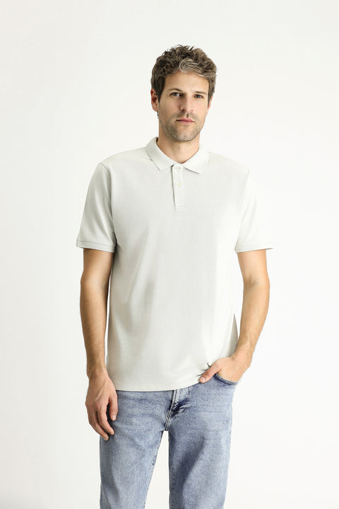 Stone Embroidered Regular Fit Cotton Polo Shirt