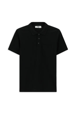 Siyah Slim Fit Dar Kesim Pamuk Cepli Polo Yaka Tişört