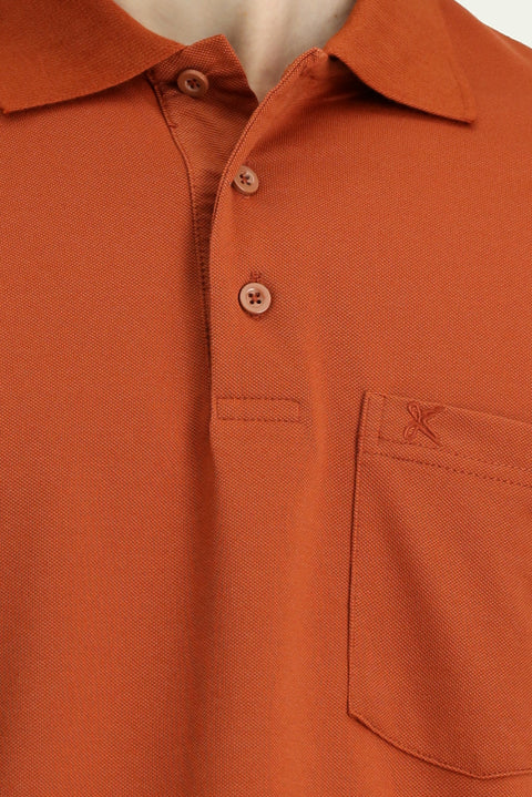 Tile Regular Fit Cotton Embroidered Pocket Polo Neck T-Shirt