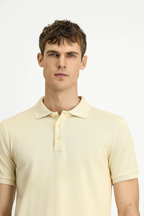 Light Beige Slim Fit Narrow Cut Cotton Non-Rip Polo Shirt