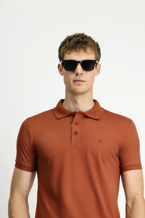 Tarçın Slim Fit Dar Kesim Nakışlı Pamuklu Polo Yaka Tişört