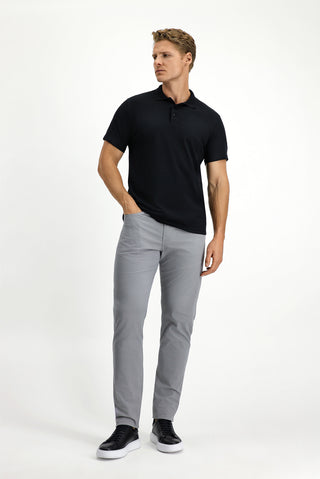 Siyah Slim Fit Dar Kesim Nakışlı Pamuklu Polo Yaka Tişört