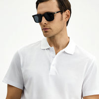 White Slim Fit Embroidered Cotton Polo Shirt