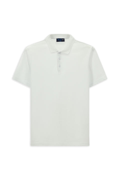 White Slim Fit Embroidered Cotton Polo Shirt