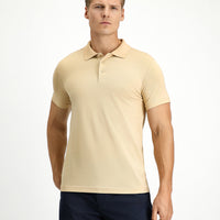Medium Mink Slim Fit Narrow Cut Embroidered Cotton Polo Shirt